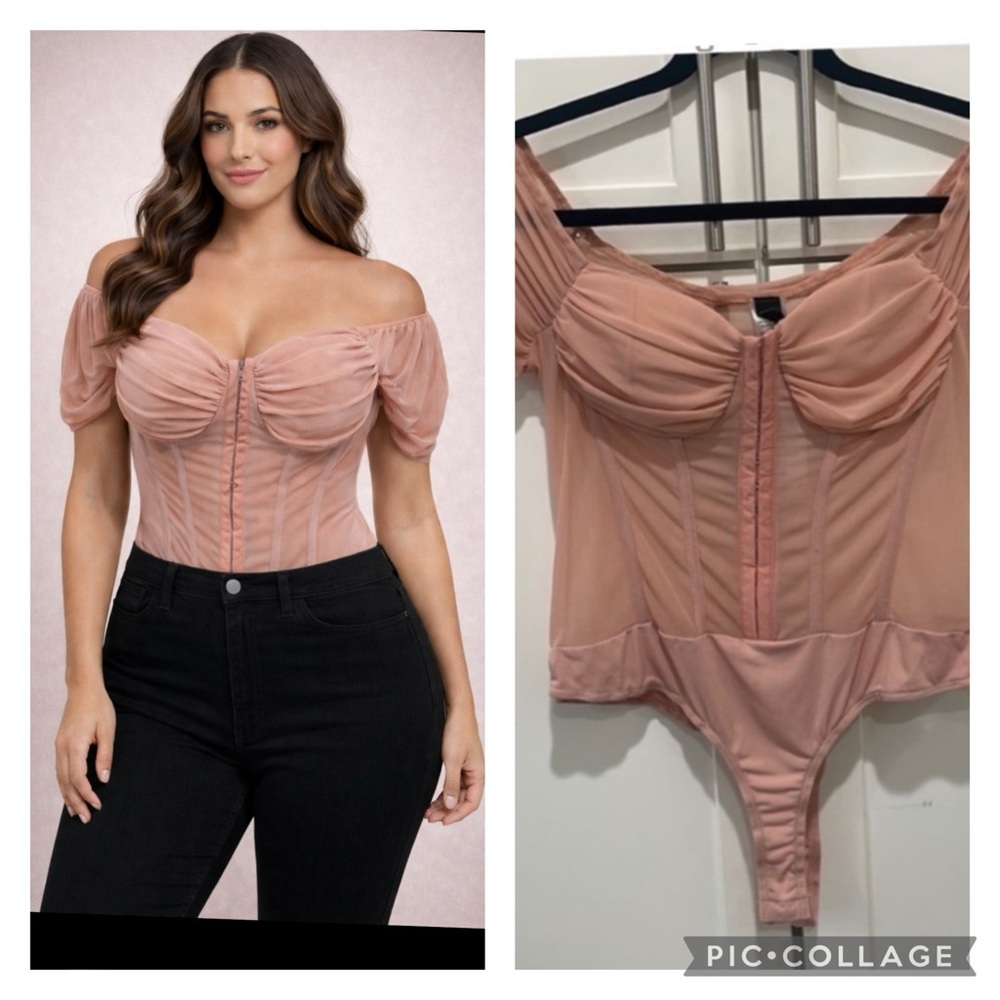 Hooked in Ruched corset bodysuit